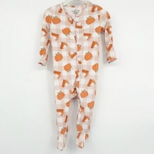 Caden Lane Babys Bamboo Cutie Pumpkin Pie Thanksgiving Footie Sleeper Size 6-12M